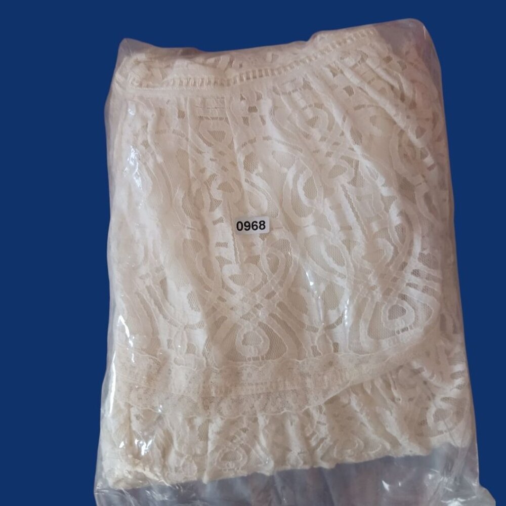 Hazel Sleeveless Lace Dress W/ Tiered Skirt & Back Zipper Ivory Small - Picture 13 of 13